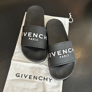 Givenchy Black and White Logo Pool Slide Sandals